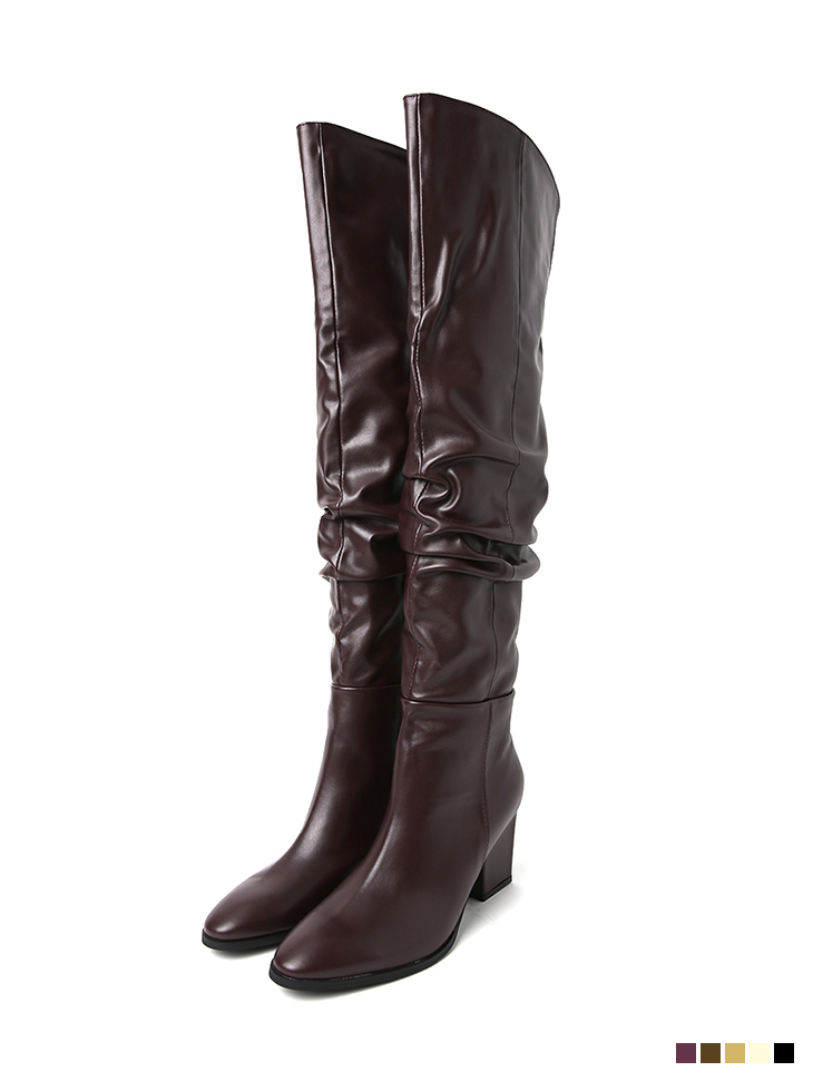 AR-2636 Leather wrinkle H​igh heels knee-high boots(6th REORDER) Korea