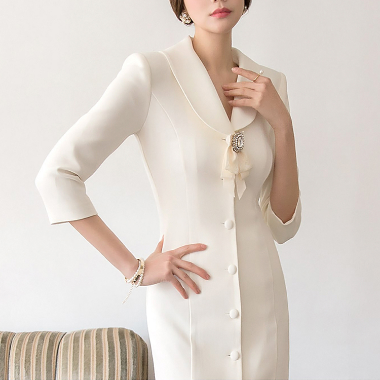D3755 Round Collar Slim Frill medium Dress(16th REORDER)(Business Proposal Kim Se-jeong  Wear) Korea