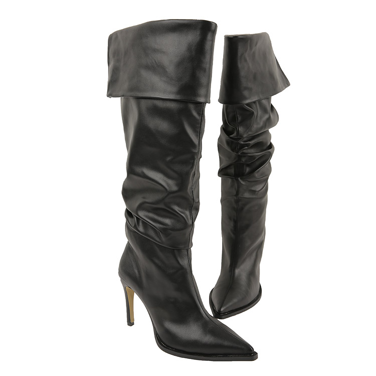 AR-2814 Leather Shirring two way knee-high boots(12nd REORDER) Korea