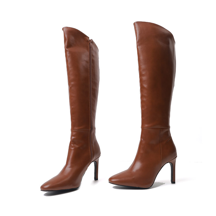 AR-2821 Leather stiletto H​igh heels knee-high boots(3rd REORDER) Korea