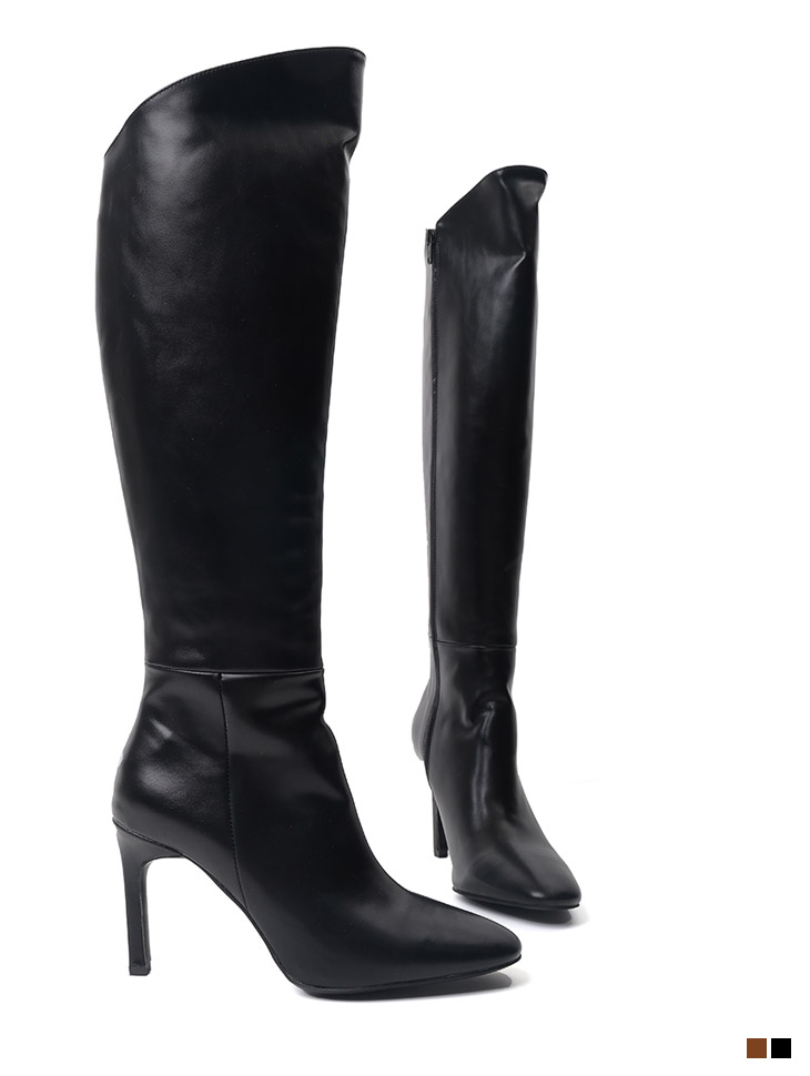 AR-2821 Leather stiletto H​igh heels knee-high boots(3rd REORDER) Korea