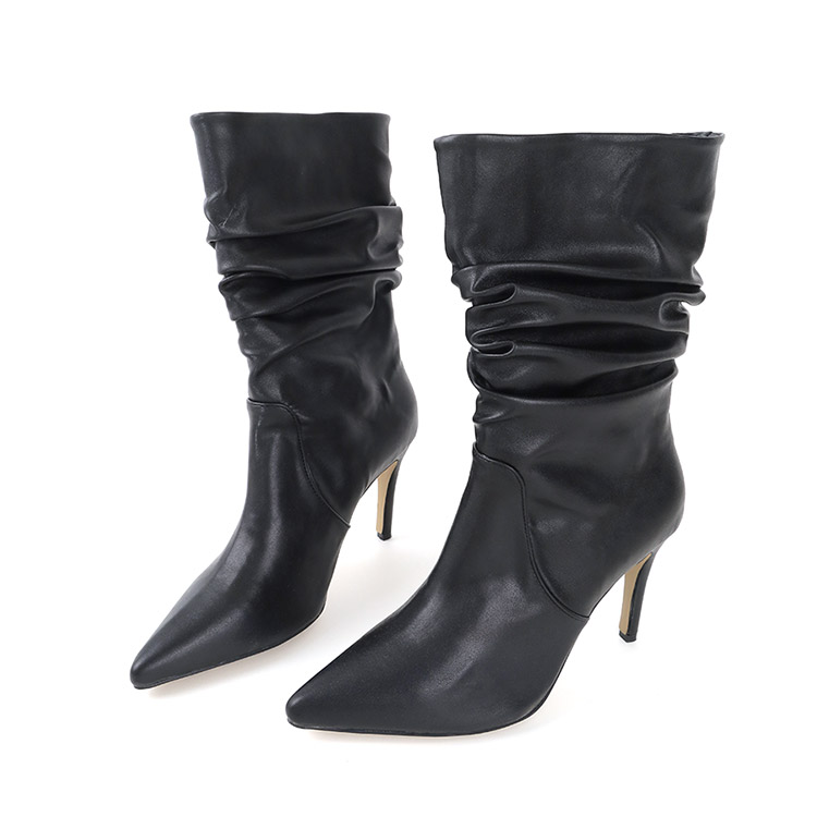 AR-2816 Leather stiletto Shirring H​igh heels Middle boots(33rd REORDER) Korea