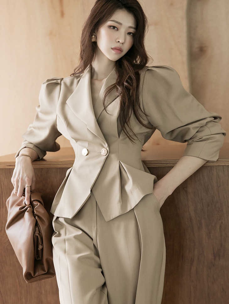 J1033 pin tuck Puff Gold-Button Double Jacket(7th REORDER) Korea