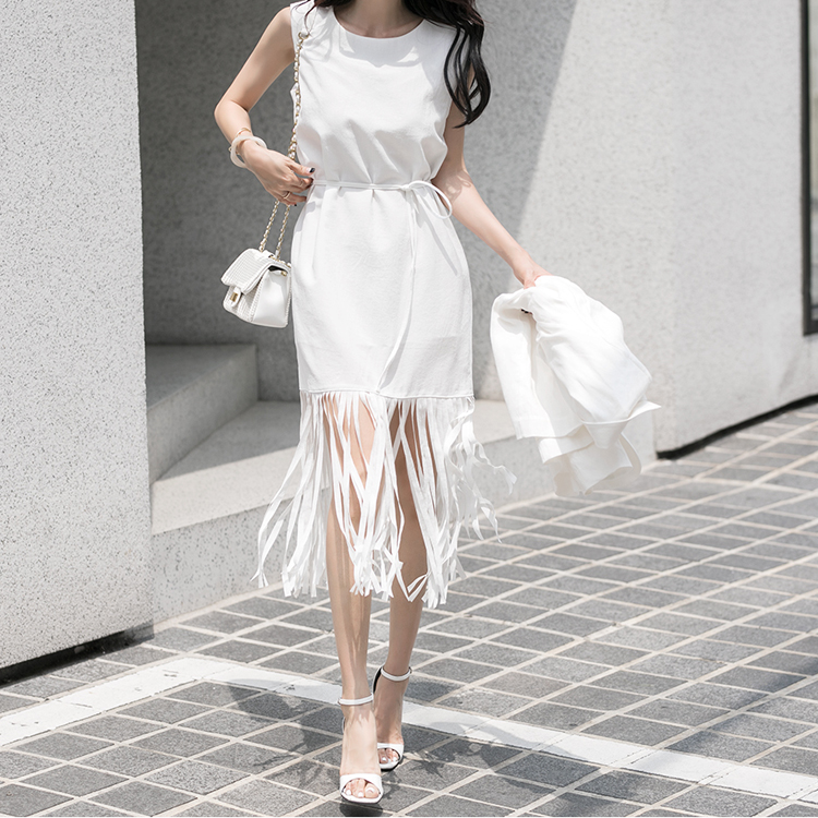 D4053 fringe Sleeveless medium Dress(String SET)(13rd REORDER) Korea