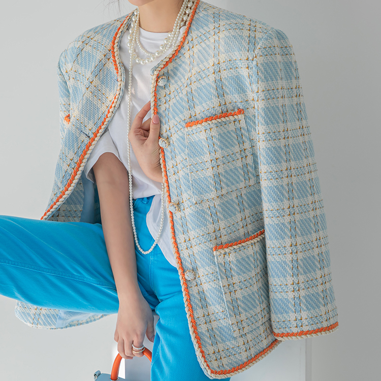 J1442 Check Tweed Color scheme single Jacket(6th REORDER) Korea