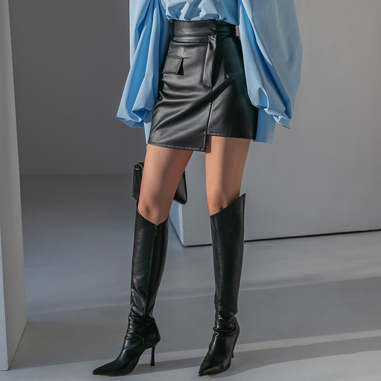 SK2255 Leather Unbalance Mini skirt(3rd REORDER) Korea