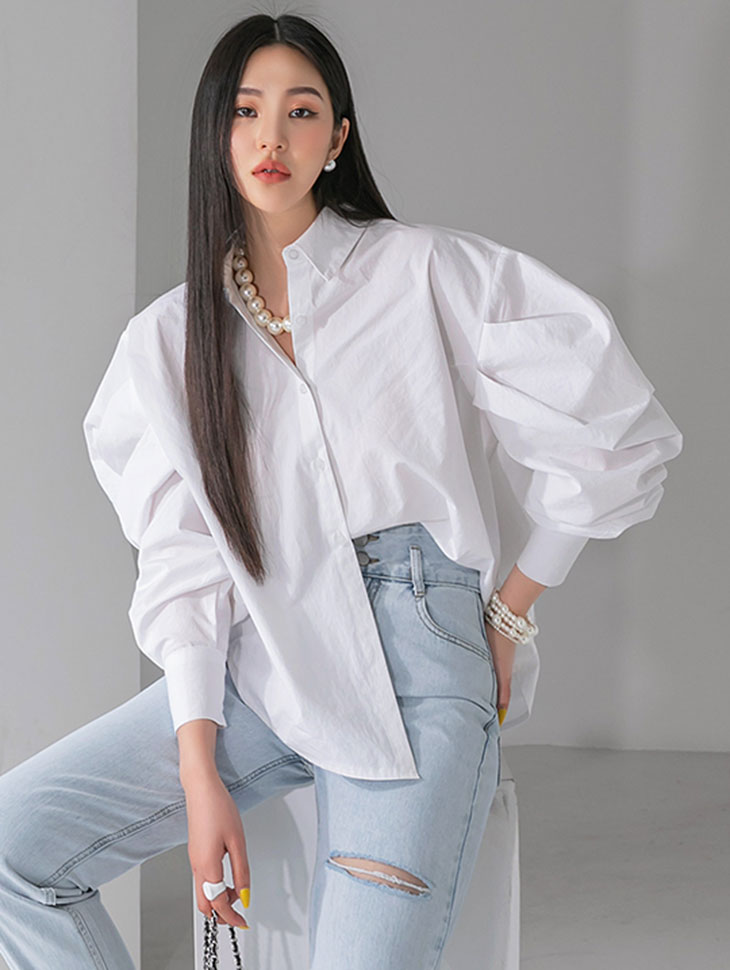 S475 pin tuck Puff over fit Shirt(9th  REORDER) Korea