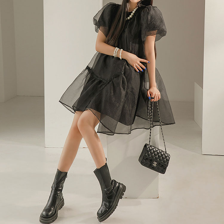 D4467 Organza Puff Mini Dress(Production period Requirement 10 days，Sequential forwarding scheduled) Korea