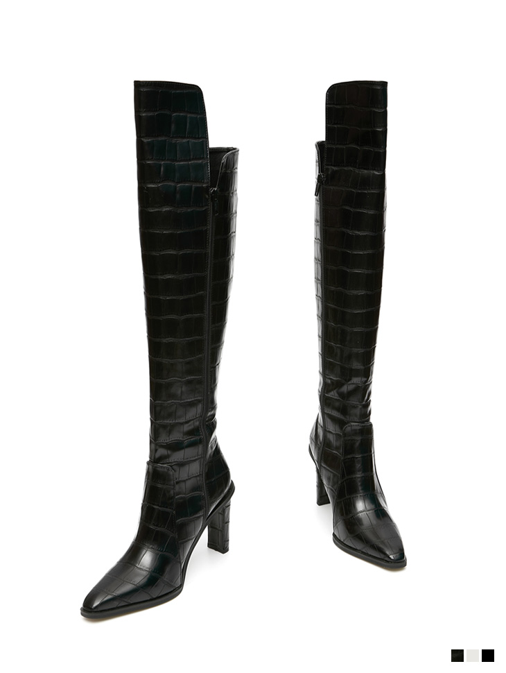 AR-2996 Leather stiletto H​igh heels knee-high boots Korea