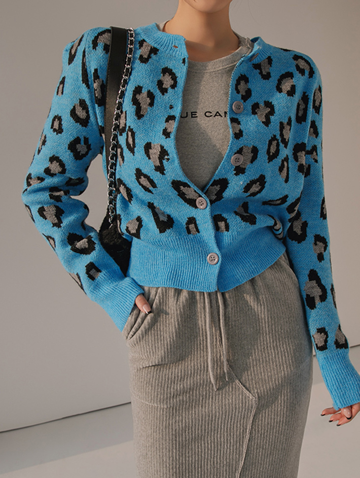 J1422 Color scheme Leopard knit Cardigan(59th REORDER) Korea
