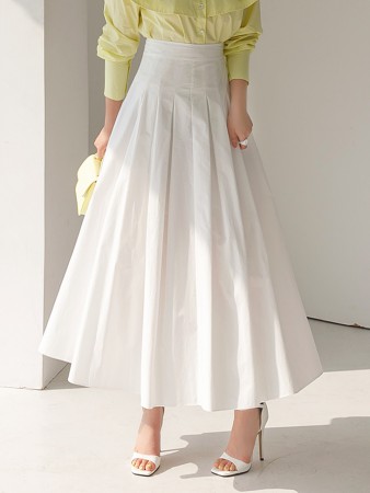 SK2272 Cotton Pleats Long Skirt Korea
