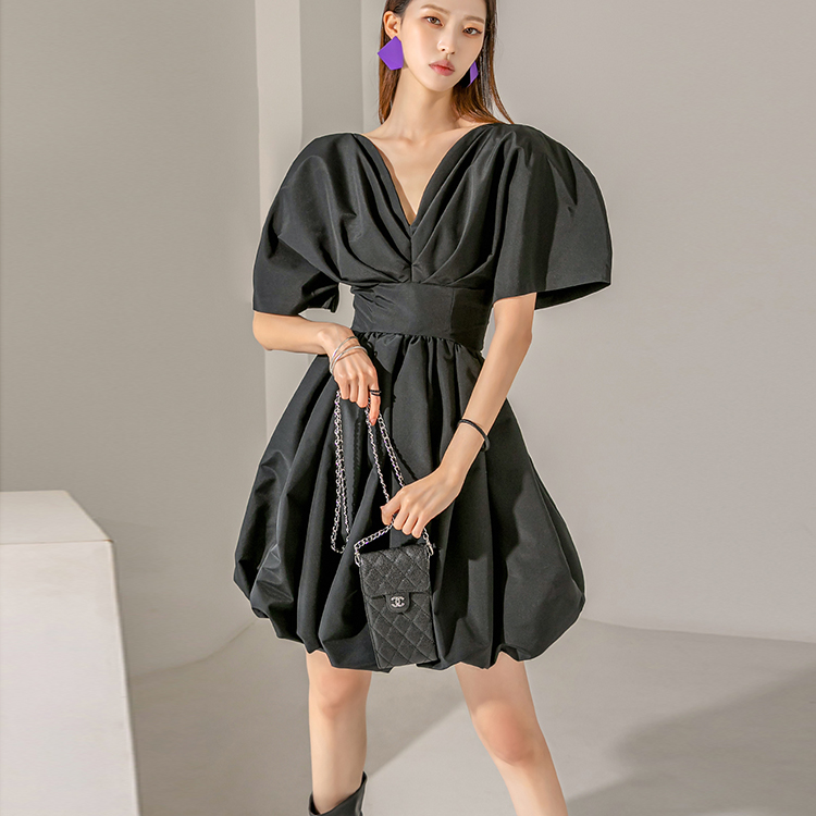 D9369 pin tuck volume Mini Dress Korea