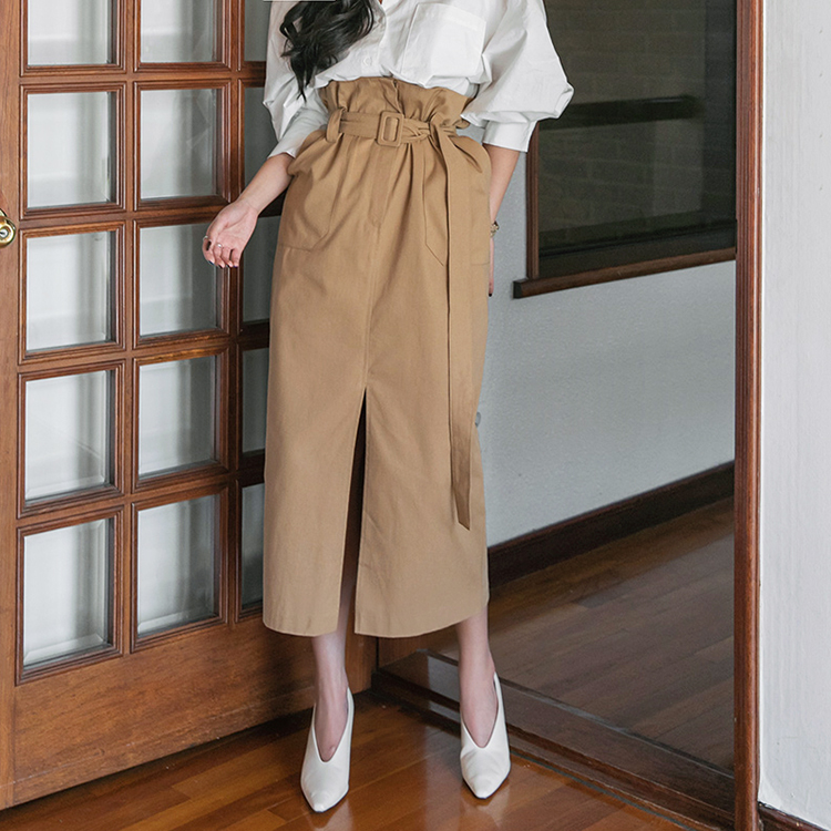 SK2206 trench Slit midi skirt(Belt set)(shoulder strap detachable)(15th REORDER) Korea