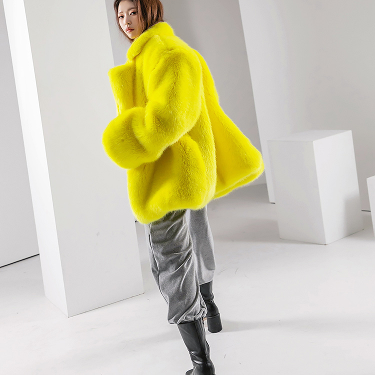 J9157 Vivid Fake fur over fit Half coat(3rd REORDER) Korea