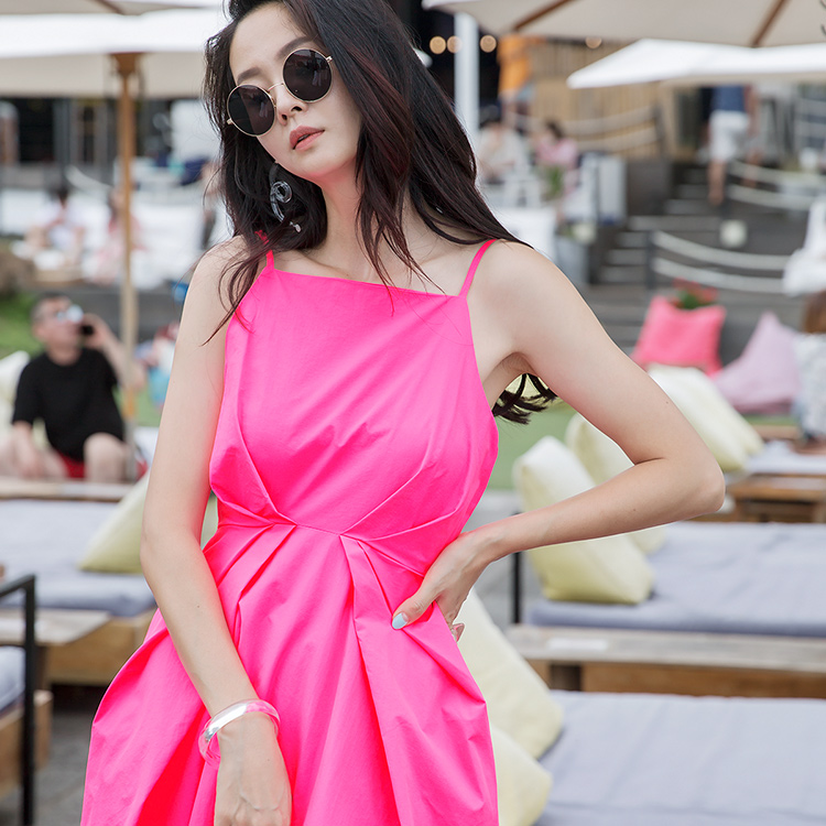 D9179 Neon pin tuck Sleeveless Long Dress(5th REORDER) Korea