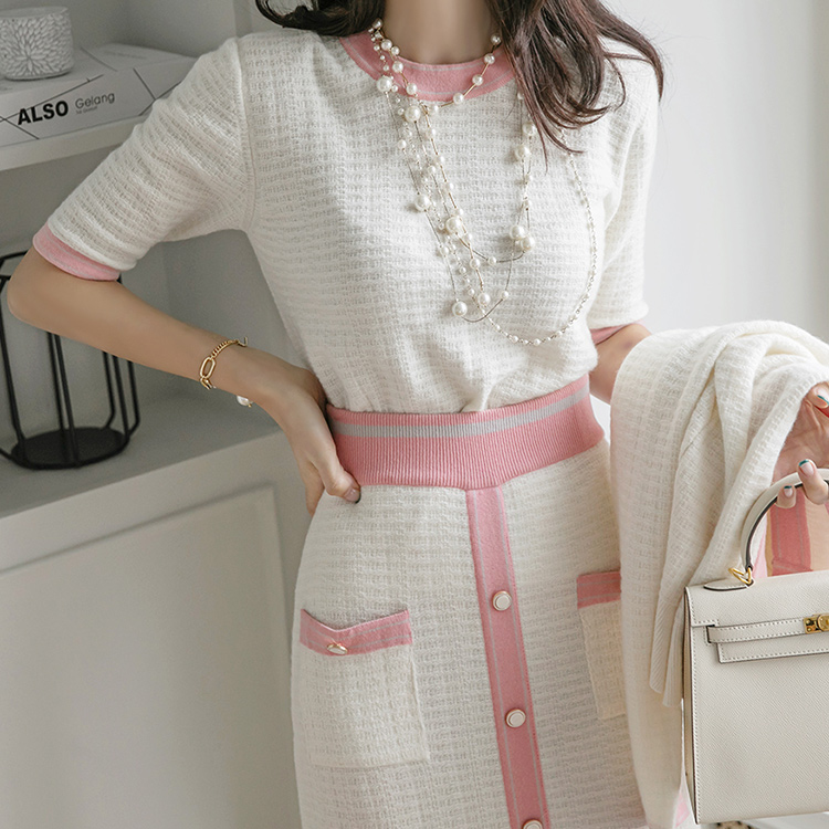 E2517 wool Color Color scheme Round neck Half knit Korea