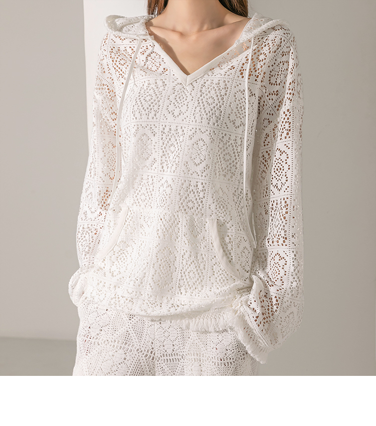 E2780 Lace Hooded Top Korea