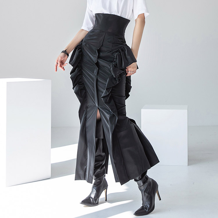 SK9114 켄 High Waist Shirring Point Slim Long skirt(3rd REORDER) Korea