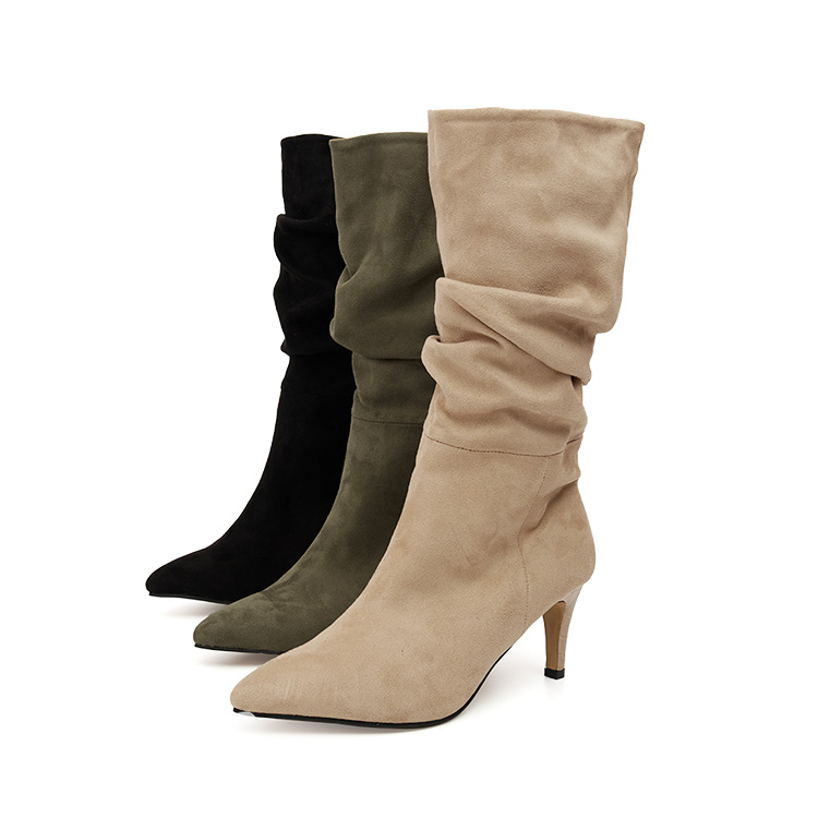 AR-3026 Suede H​igh heels Middle boots Korea