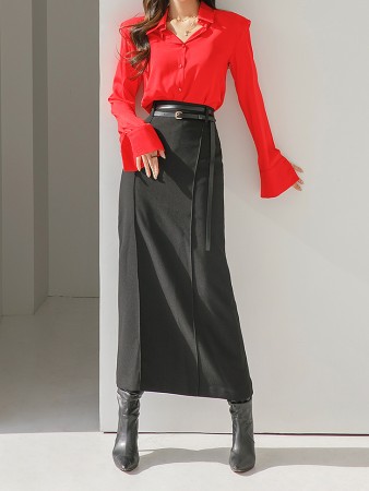 SK2361 pin tuck Slim Long skirt(9th REORDER) Korea