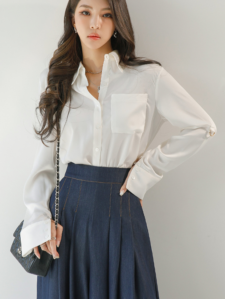 B2769 렌보 Satin Collar blouse(3rd REORDER) Korea
