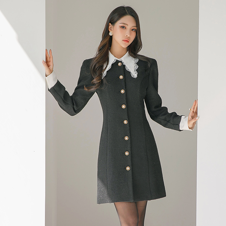 D4551 워닛 Tweed Slim Mini Dress(Collar,Sleeve 탈부착 가능)(6th REORDER) Korea