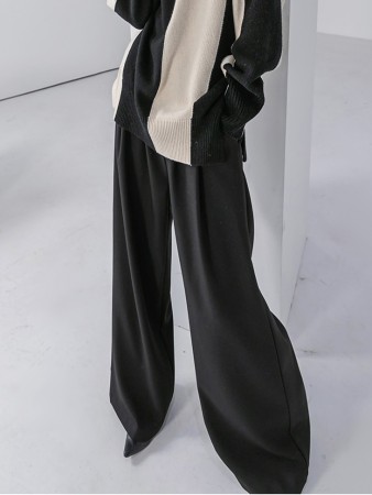 P2539 Pintuck Bendable Long Wide Pants Korea