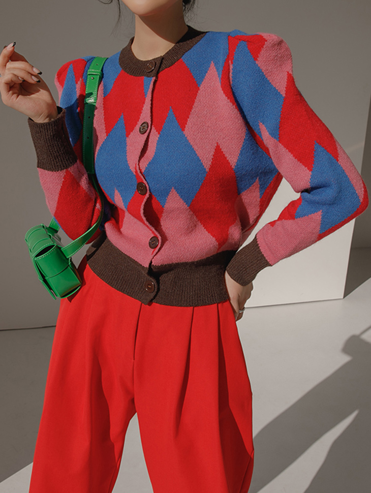 J1437 노마 Color scheme knit Cardigan(57th REORDER) Korea