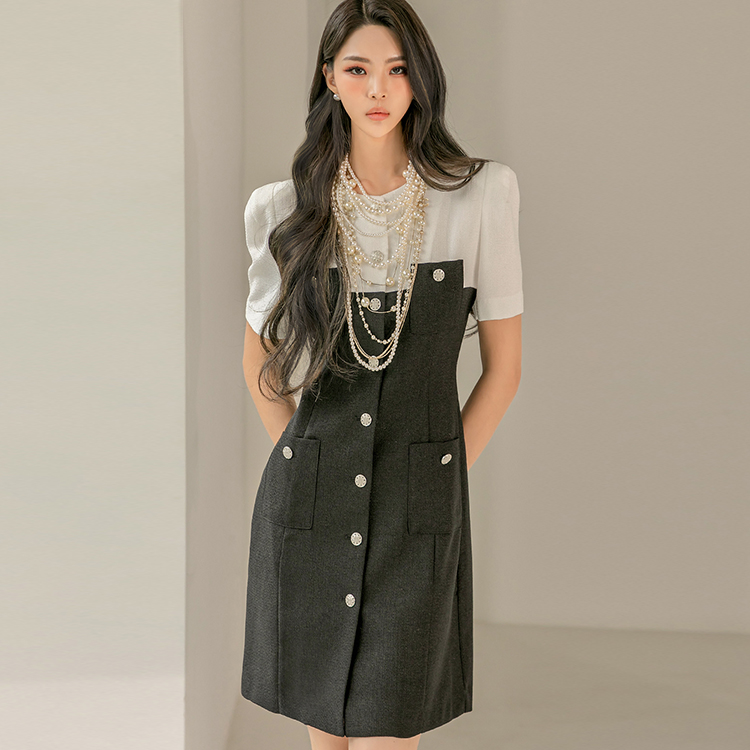 D4450 Tweed Color Scheme Button Dress*MINI Version Production*(9th REORDER) Korea