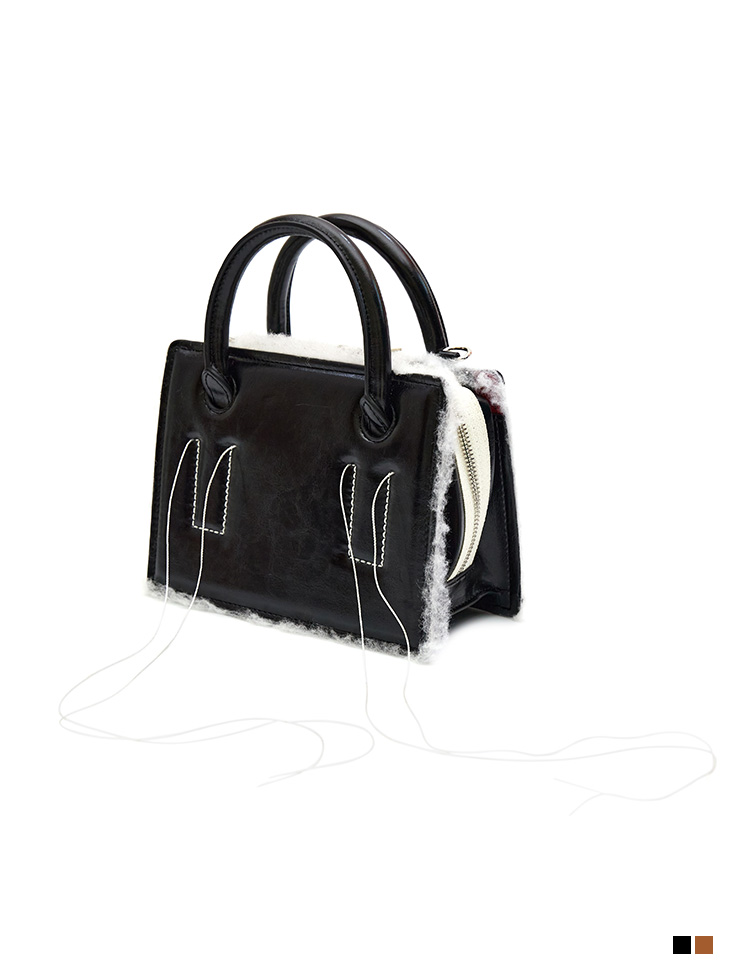 A-1459 Leather fur Point tote bag(cross strap SET) Korea