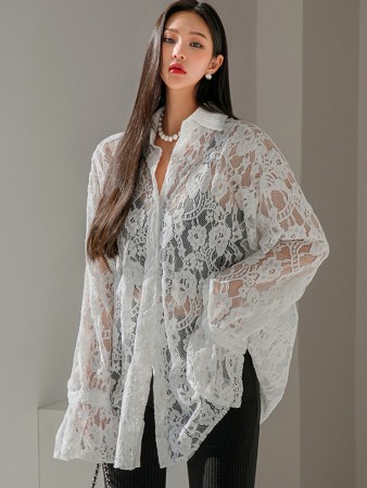 B2771 Lace See-through Long blouse Korea