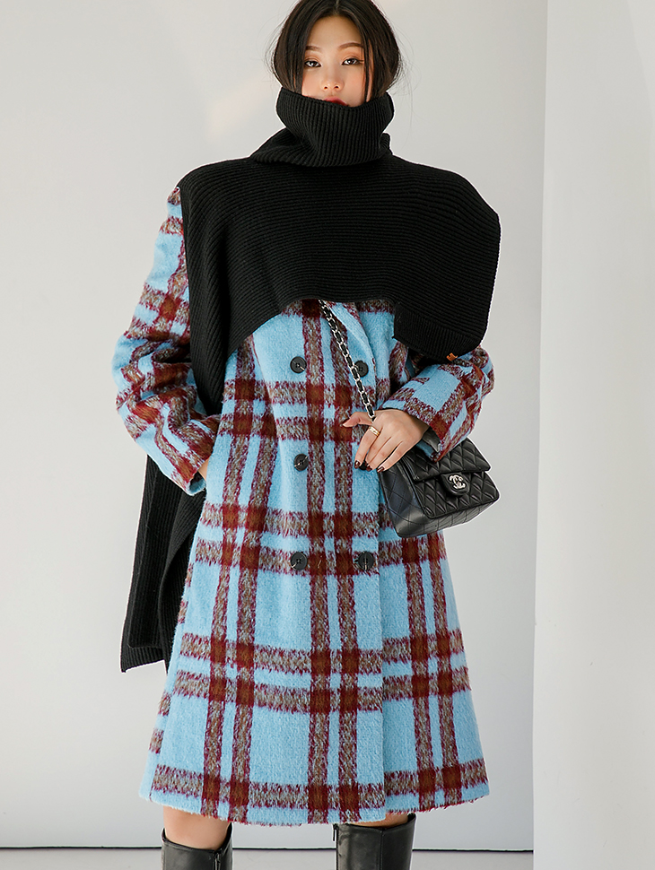 E2854 wool turtleneck Unbalance shawl knit*front,back wearable*(9th REORDER) Korea