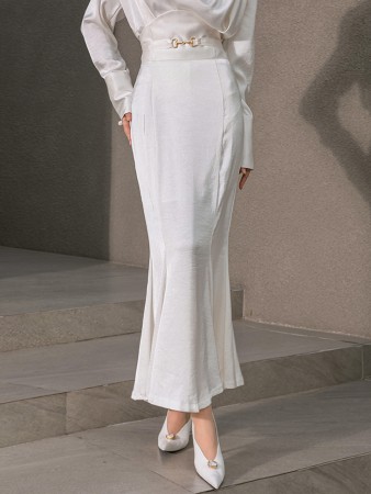 SK2390 Satin Bendable Mermaid Long Skirt(Belt Set) Korea