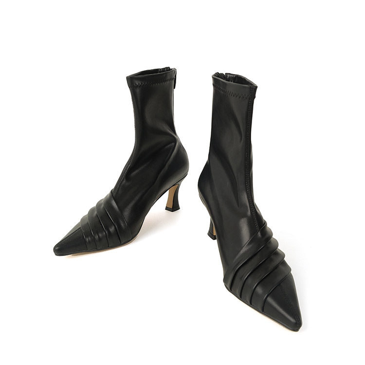 AR-2838 socks Shirring stiletto H​igh heels ankle boots*fleece  lining* Korea