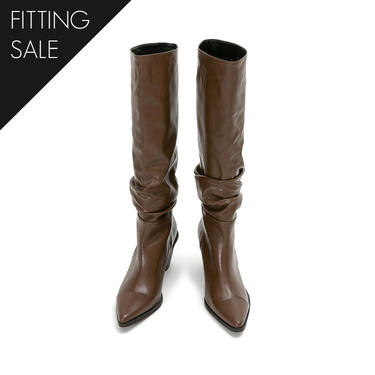 PS2770 Leather wrinkle H​igh heels Long boots*Fitting sale* Korea