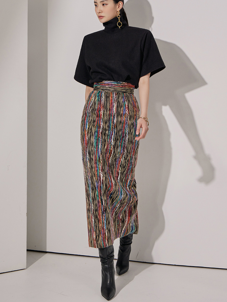 SK9181 High Waist Color scheme Slit Long skirt(3rd REORDER) Korea