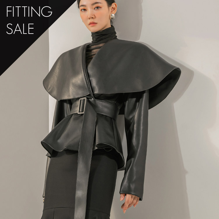 PS2748 Leather wide Big-collar single Jacket *Fitting sale* Korea