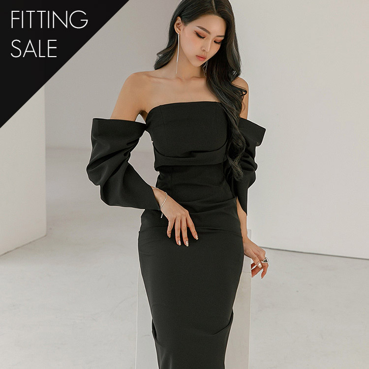 PS2773  릴제 off shoulder Shirring pin tuck midi Dress*Fitting sale* Korea