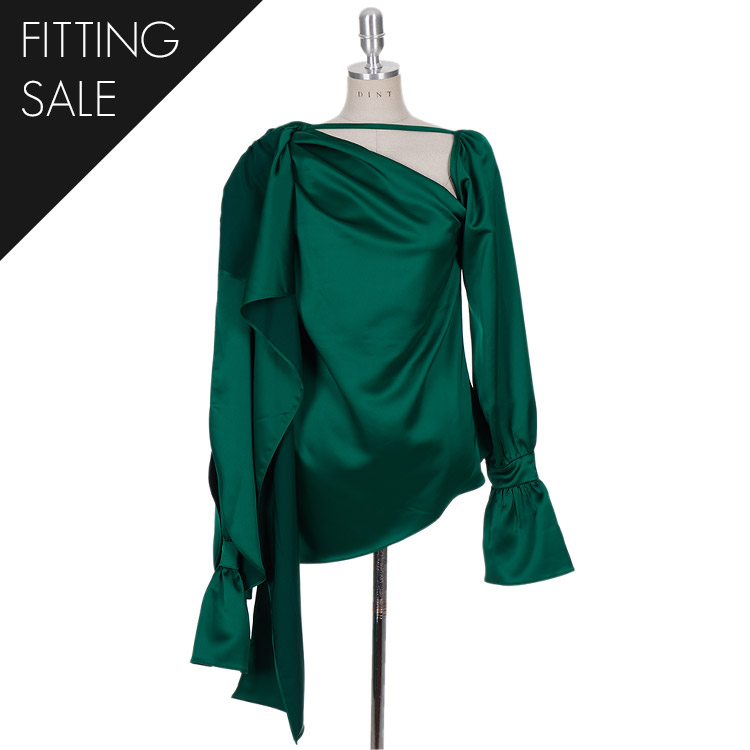 PS2741 로샤인 diagonal line Scarf blouse *Fitting sale* Korea