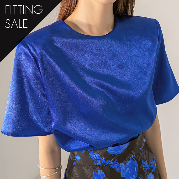 PS2777 로이 Shining Round neck Pad Half blouse*Fitting sale* Korea