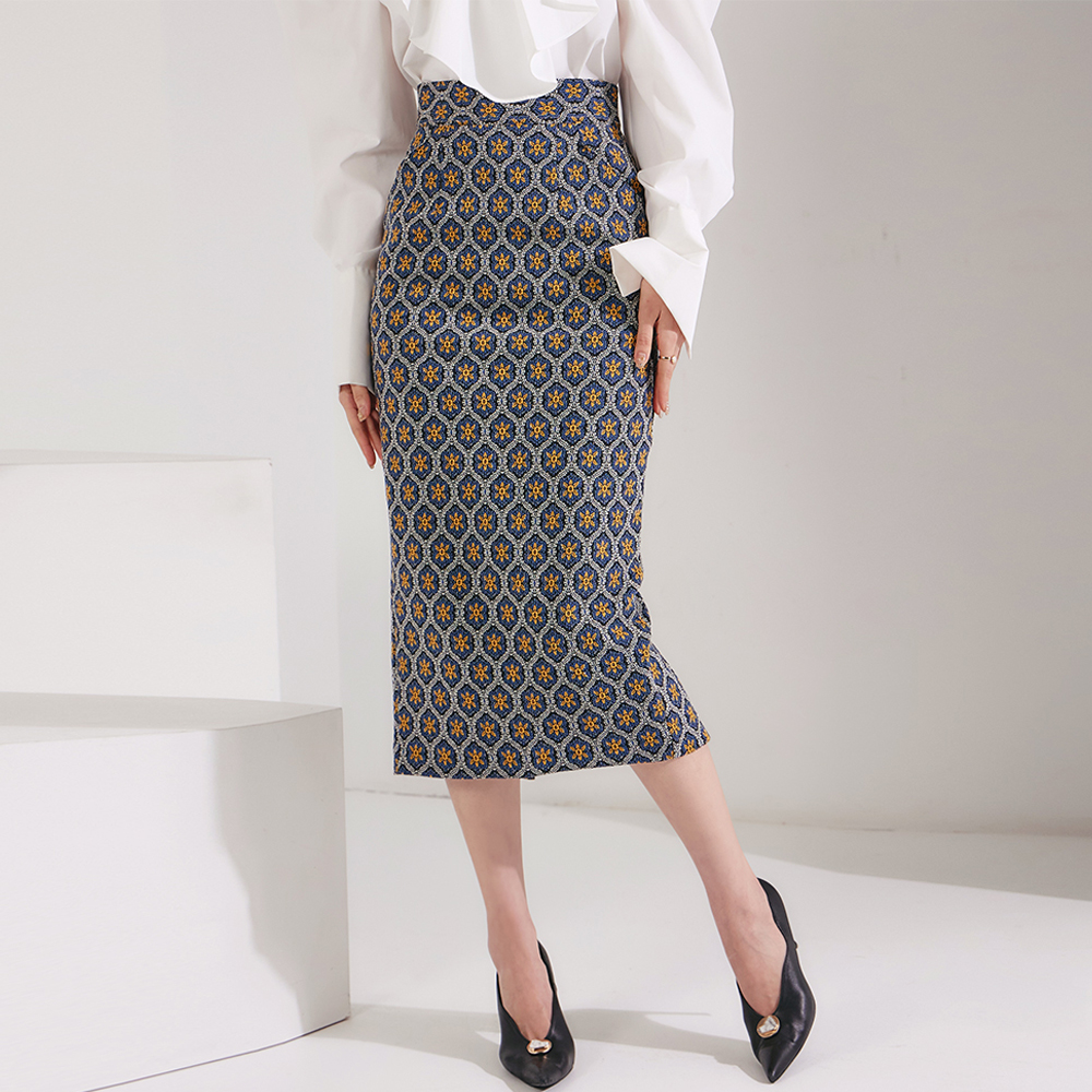 SK9187 antique Jacquard Color scheme Long skirt Korea