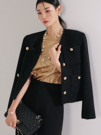 J1447 엘리 Tweed wool Gold-Button single Jacket(30th REORDER) Korea