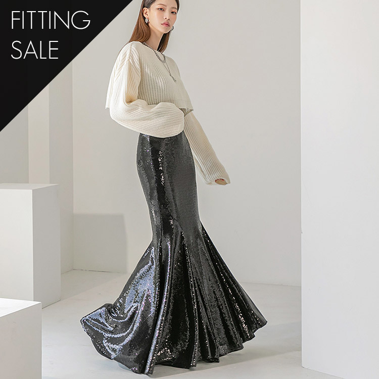 PS2790 Glitter spangle Mermaid Maxi skirt*Fitting sale* Korea