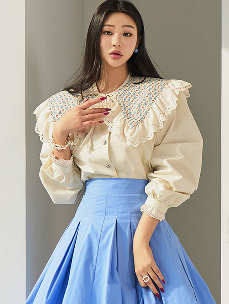 B2801 Sailor Lace Color scheme blouse(Collar SET)(3rd REORDER) Korea