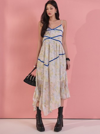 D4650 Printing Taping Sleeveless Dress(String adjustable)(15th REORDER) Korea