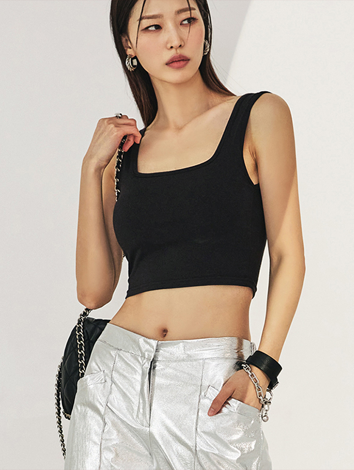 E2977 Crop Sleeveless Top *Inner bra cap Korea