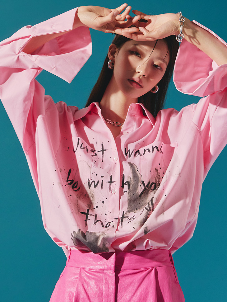 S541 Pastel Lettering Painting Oversized Fit Shirt3(3rd REORDER) Korea