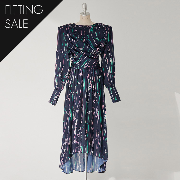 PS2881 drape paint printed long dress*Fitting sale* Korea