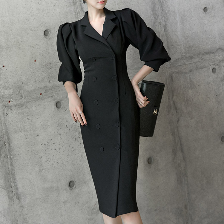 D3659 Double Button volume Slim midi Dress(277th REORDER)(The Penthouse Cheon Seo-jin Wear) Korea