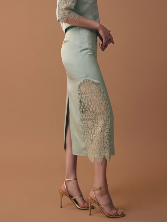 SK2481 Lace Slim Midi Skirt Korea
